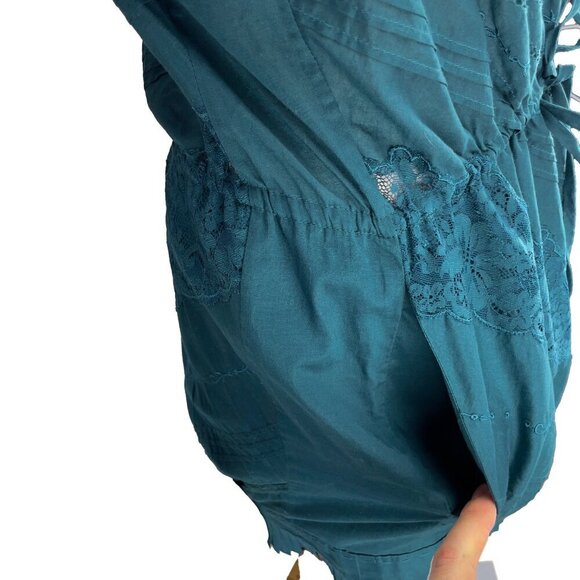 BCBGMAXAZRIA Runway Embroided Fairy Boho Frill Green Drawstring Waist Dress XXS - Picture 8 of 10